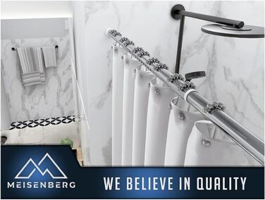 Штанга для душу без свердління 160-210 см, Ø 32 мм, з кріпленнями - штанга для душу з кріпленнями для вікон, перегородок та кухні (110-160 см, матовий чорний)