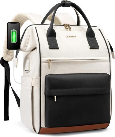 Сумка-рюкзак LOVEVOOK для жінок, для ноутбука, подорожей, роботи, школи, університету. Містка, водонепроникна, елегантна, бежева (15,6 дюймів)