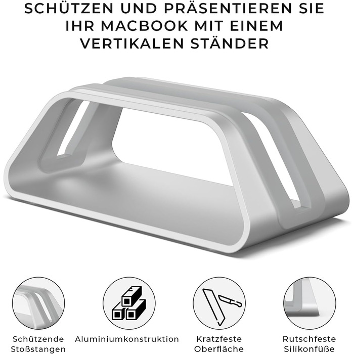 Підставка для ноутбука Vertikaler: стильна підставка для MacBook, MacBook Air, MacBook Pro (алюміній, срібло)