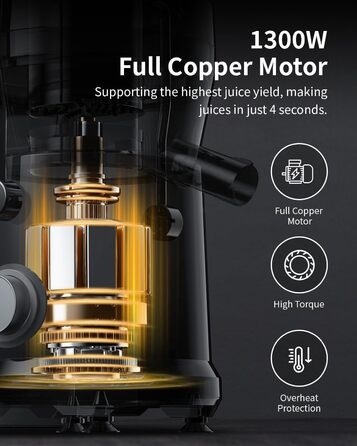 Електричний соковитискач GDOR 1300W для овочів та фруктів, 1250 мл, срібний