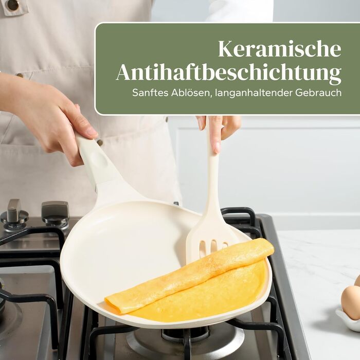 Сковорода Redchef для млинців та омлетів 26 см, керамічне покриття, антипригарна, стійка до подряпин, для посудомийної машини, бежева