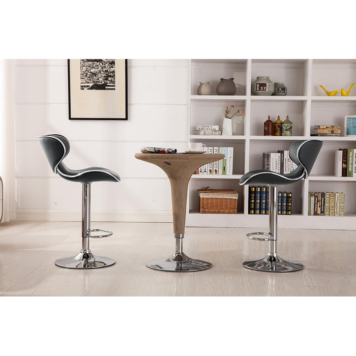 Барний стілець Roundhill Furniture Masaccio з оббивкою з штучної шкіри, поворотний, з регулюванням висоти, сірий, набір 2 шт.
