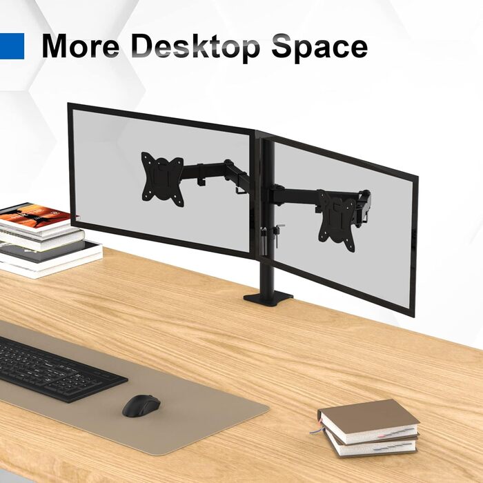 Підставка для монітора GRIFEMA Dual Arm - 2 монітори, 13-32 дюйми, регулювання висоти, поворот, VESA 75x75/100x100, до 9 кг