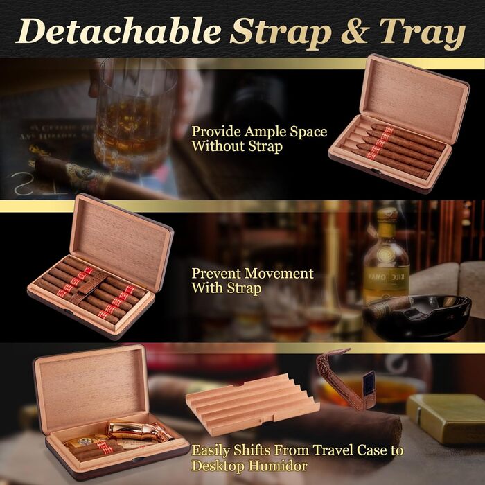 Вологостійкий гумодор для сигар Marvero Reise: Іспанська цедра, шкіряний етикет, на 5-10 сигар