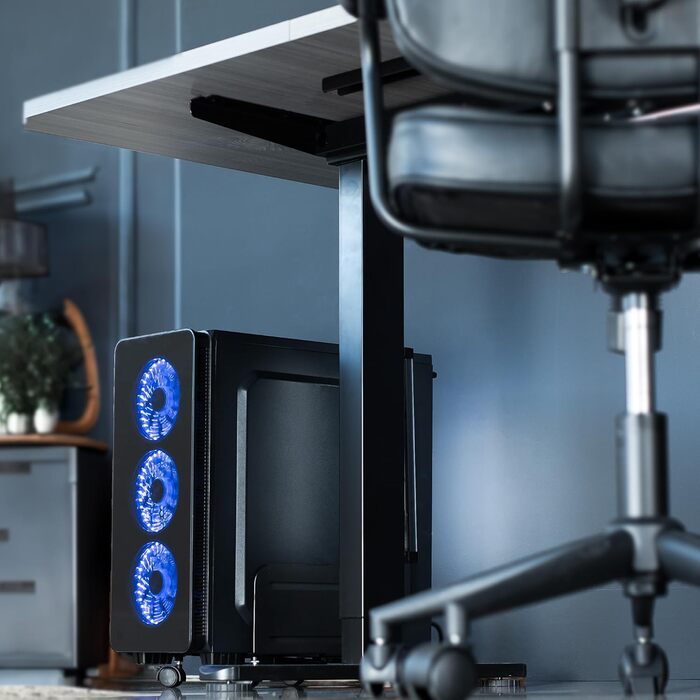 Підставка для ПК VIVO CART-PC01, чорна, регульована, на коліщатках з блокуванням, для ігрового комп'ютера, ATX-корпус