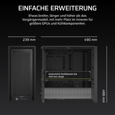 Корпус для ПК CORSAIR 4000D, модульний Mid-Tower ATX, високий повітряний потік, система кріплення вентиляторів InfiniRail™, сумісний з ASUS BTF, MSI Project Zero, Gigabyte Project Stealth, чорний