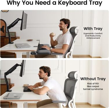 Підставка для клавіатури NearHub, висувна, під стіл, карбоновий дизайн, 65x30 см