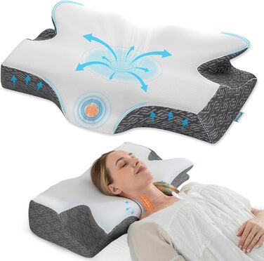 Ортопедична подушка Elviros з піною Memory Foam, ергономічна подушка для шиї, підтримка для спини та бокових сліпців (біла)
