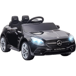 Дитячий електромобіль Mercedes SLC 300 AIYAPLAY 12V з пультом, LED, музикою, ременем безпеки, чорний, для дітей від 3 років