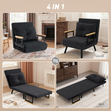 Крісло-релакс у скандинавському стилі, крісло для відпочинку, крісло для читання. З декоративною подушкою з ґудзиками, чорного кольору.