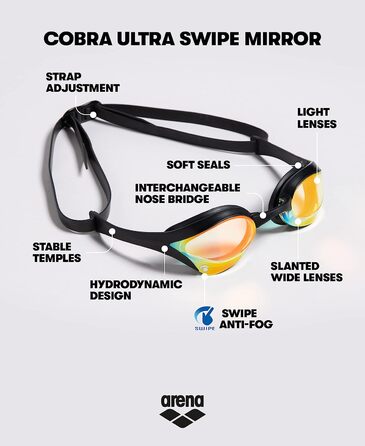 Окуляри для плавання Arena Unisex Cobra Ultra Swipe Mr чорно-білі