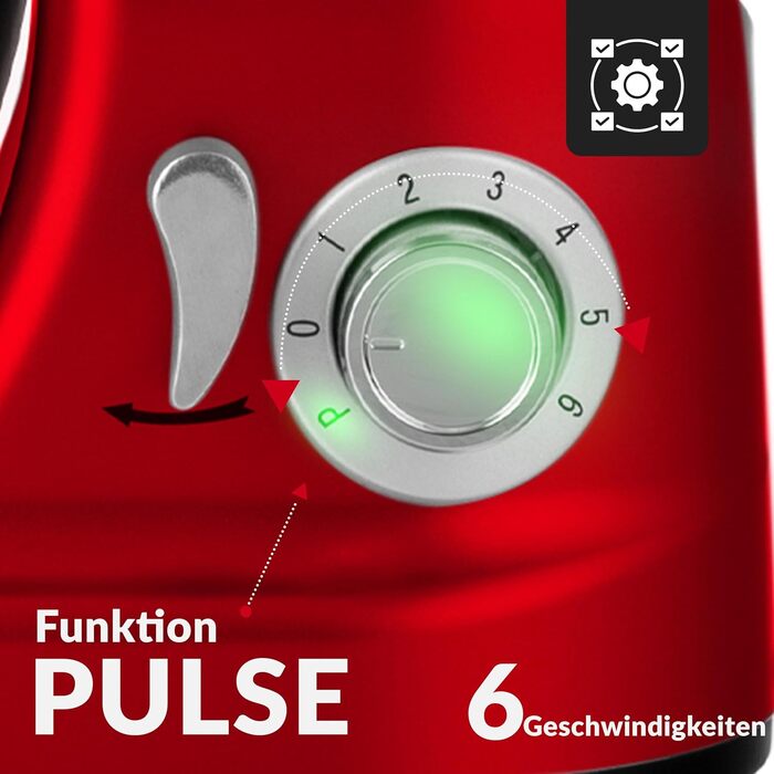 Кухонна машина Lehmann 3-в-1: міксер, м'ясорубка, соковитискач, 3000W, з планетарним міксуванням, комплект для ковбас, для мафінів та випічки, червона