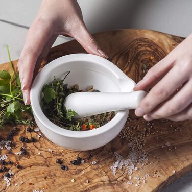 Традиційний ступка та товкачок Bartleet & Sons, порцеляна, 11 см, білий - для трав та спецій