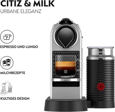 Кавомашина Nespresso Krups Citiz & Milk XN741B с автоматичним відключенням, срібна