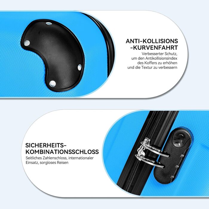 Набір валіз Beibye з жорстким корпусом (55/66/76 см) з кодовим замком та 4 колесами