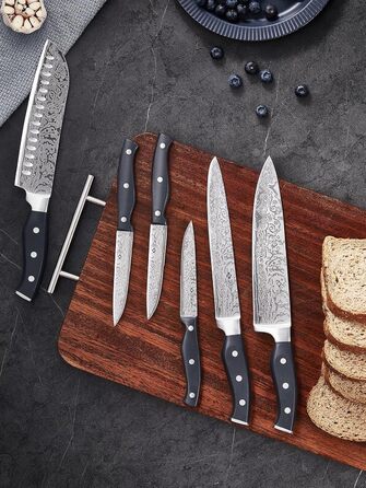 Набір ножів Amegat 14 предметів: кухонний набір з самозаточуванням, нержавіюча сталь, з ергономічними ручками