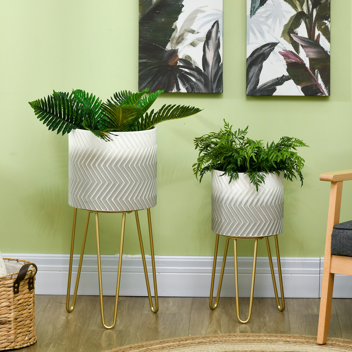 Outsunny Flower Pots Набір з 2 підставок для рослин Рамка кашпо для вітальні та балкона Металевий сучасний дизайн