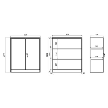Шафа для документів COLOR AS, 105 x 90 x 40 см, металева, чорна, hjh OFFICE