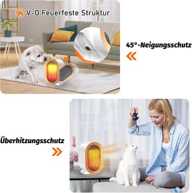 Електричний обігрівач PTC: тихий, керамічний, з регулюванням температури, портативний, з захистом від перегріву та перекидання. Підходить для офісу, дому, гуртожитку