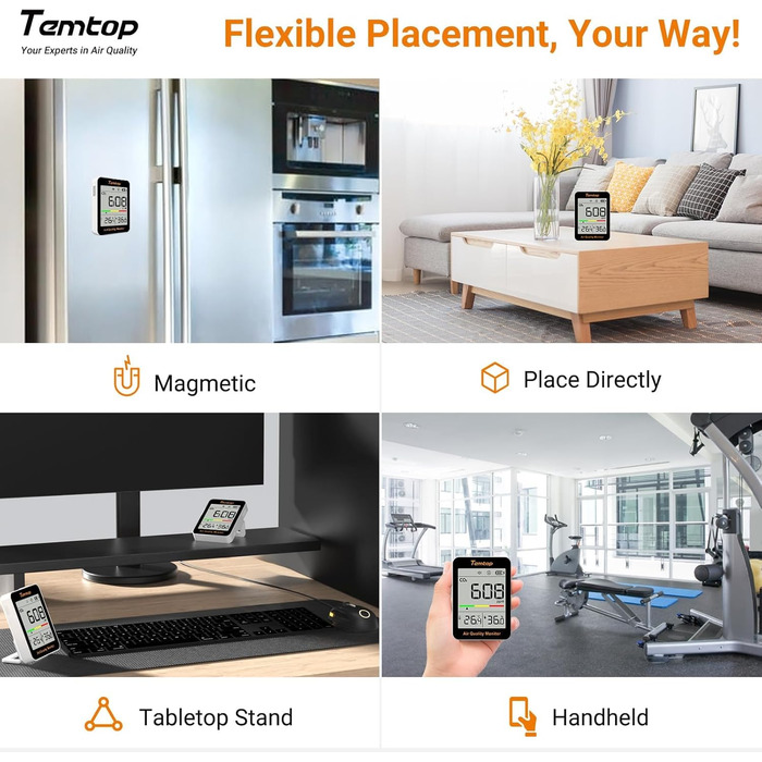 Temtop C1 - CO₂ монітор, термометр та гігрометр: точне вимірювання якості повітря вдома, в офісі, школі
