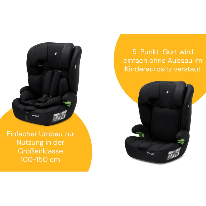 Автокрісло Osann Resa Kindersitz 76-150 см, i-Size, 1 рік+, без Isofix, 5-точкова система, регульований підголівник, чорний