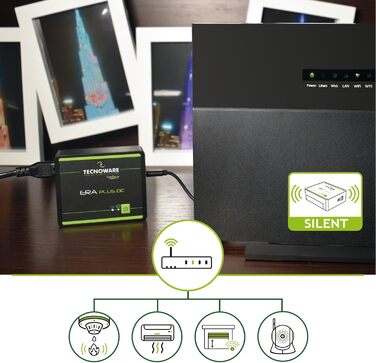 Mini UPS Tecnoware ERA Plus DC для WiFi, модему, відеоспостереження: Powerbank 5200mAh, захист від стрибків напруги та відключень (до 240 хв)