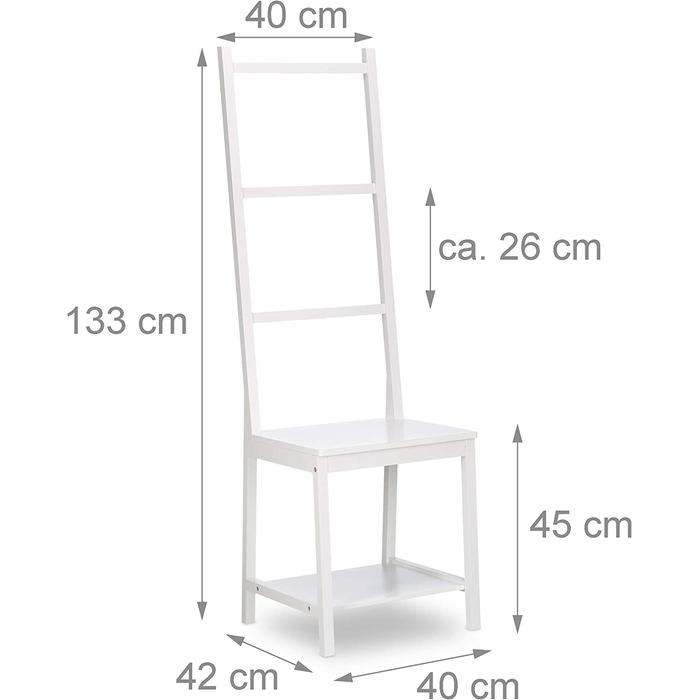 Вішалка для одягу, Вішалка для рушників, слуга, стілець для ванної, бамбук, висота 133 х 40 х 42 см, біла вішалка для рушників, 42 х 40 х 133 см