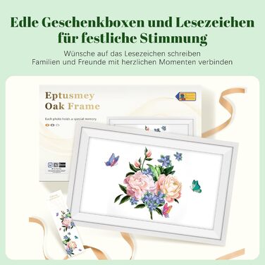 Цифровий фоторамка Eptusmey з Wi-Fi, 10.1 дюймів, корпус з дуба, 32GB, HD IPS сенсорний екран 1280x800, відтворення фото/відео через Uhale APP, подарунок для чоловіків та жінок, колір: білий дуб