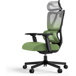 Крісло офісне ProtoArc EC100 зелене - ергономічне комп'ютерне крісло з товстим пружинним сидінням, підтримкою попереку, регульованими підлокітниками та підголівником, поворотне крісло з сітчастою спинкою для дому та офісу