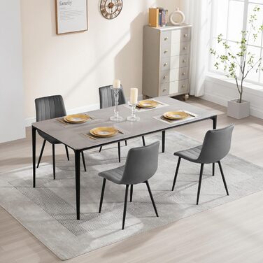 Набір обідніх стільців 6 шт. для кухні, вітальні, спальні. М'які стільці з металевими ніжками, оксамитова сидіння, темно-сірий колір.