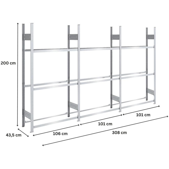 Стеляж для шин PROREGAL PROEGAL – німецька якість, 200x100x43 см, 3 яруси, 150 кг на ярус, до 5 шин на ярус