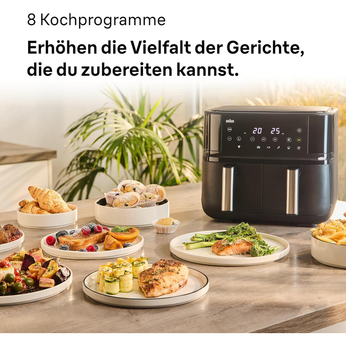 Фритюрниця повітряна Braun MultiFry 3 HF 3030, 4.3 л, 1500 Вт, цифрове керування, 8 програм, чорна