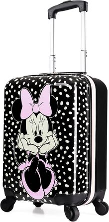 Дитяча валіза Disney Візок Валіза Діти Хлопчики Дівчатка Стіч Валіза Каюта Мінні Маус 49 x 33 x 22 см Дорожня валіза для ручної поклажі Легка 4-колісна тверда оболонка (Чорна Мінні)