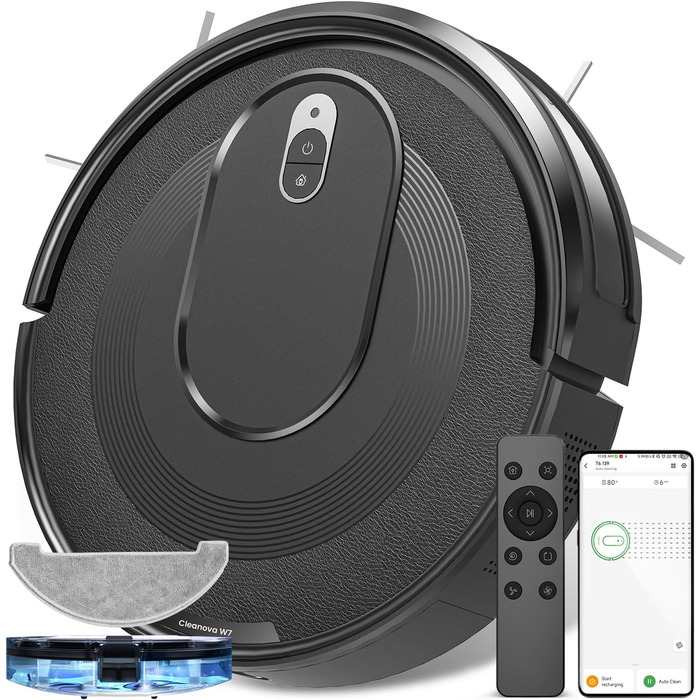 Робот-пилосос Vexilar W7 з функцією миття, 4500 Па потужність всмоктування, керування через пульт/Alexa/додаток/голосовий помічник, автоматична самозарядка, для шерсті тварин, твердих підлог та килимів