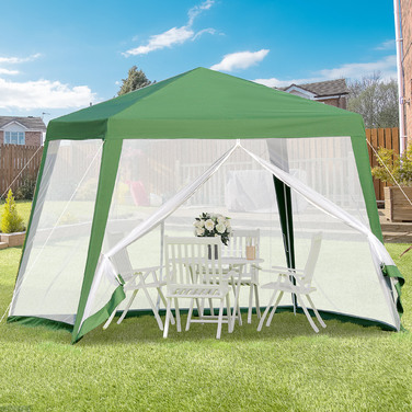 Outsunny Garden Альтанка Marquee 3x3 м стійка від погодних умов з москітною сіткою, металом і поліестером, ідеально підходить для вечірок на свіжому повітрі, зелена