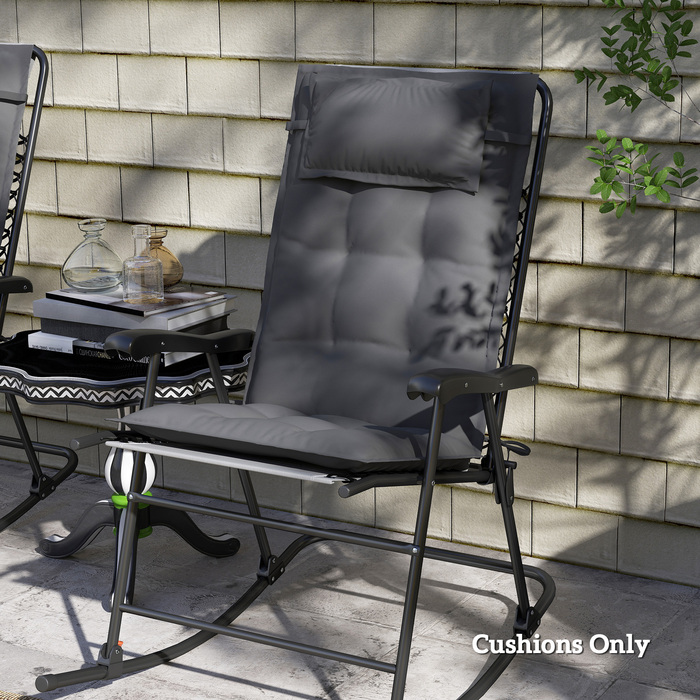 Набір з 2 подушок для шезлонга, водовідштовхувальні, розміром 50x116x5 см, темно-сірого кольору. Підходить для садових шезлонгів.