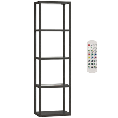 Стійка лампа HOMCOM з RGB підсвічуванням та скляними полицями, 4-рівнева LED-стійка лампа з пультом дистанційного керування, синхронізація з музикою, чорного кольору