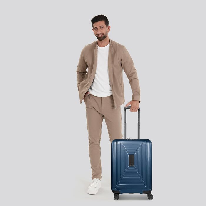 Набір валіз REDOLZ Essentials 14: S (55 см), M (66 см), L (77 см) з розширенням, TSA, 4 колеса (Dark Blue Metallic)