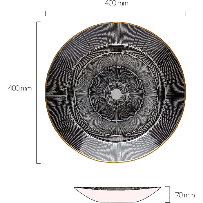 Діаметр 33 см - Різнокольорова декоративна скляна чаша для прикраси дому та свята (чорна)