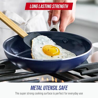 Набір посуду Blue Diamond Diamantstruktur Keramik Antihaft, 7 предметів: каструлі, сковорідки, молочник. Без PFAS, для всіх типів плит, індукція, безпечний для духовки до 200°C, миття в посудомийній машині.