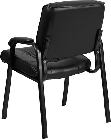 Крісло-табурет Haeger Flash Furniture з шкіри, з порошковим покриттям каркасу кольору титанового сірого, чорне