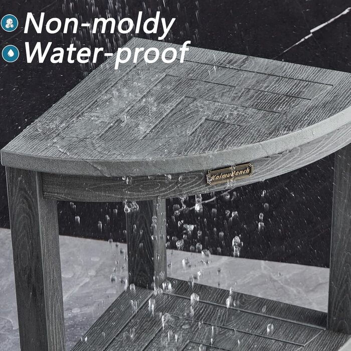 Крісло для душу Eck-Duschhocker, водонепроникне, з полівудком, для ванної кімнати, біле (сіре), регульовані ніжки, антиковзне покриття