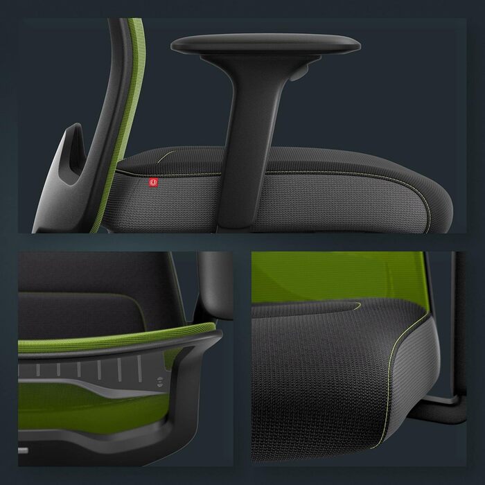 Офісне крісло Interstuhl Every Active Edition: регульована поперекова підтримка, комфортне та активне сидіння (зелений | чорний)