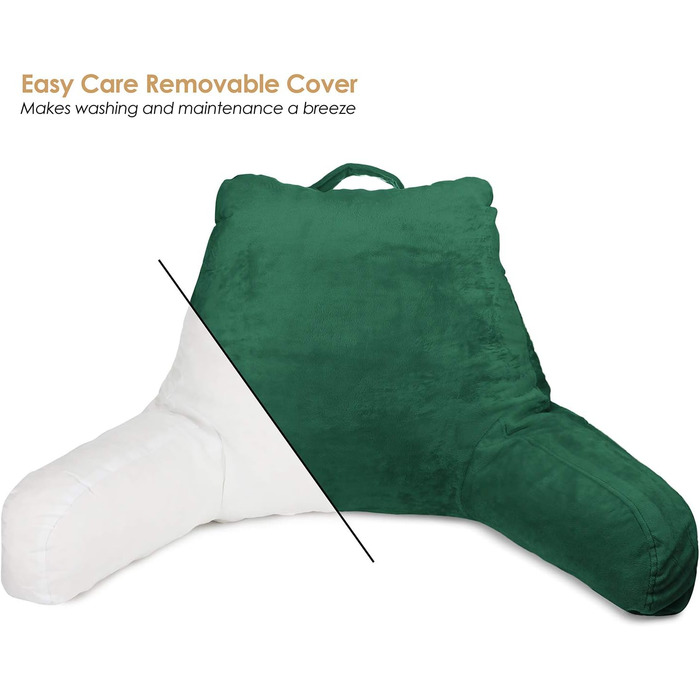 Подушка-крісло Clara Clark з підлокітниками для дітей та дорослих – преміум подушка з піною з пам'яті для перегляду телевізора та відпочинку – середнього розміру, колір хакі