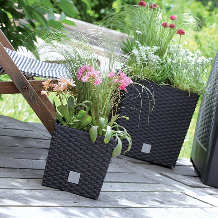 Квадратний горщик для квітів Prosperplast Rato, антрацит, 64 л, 39x39x40,5 см