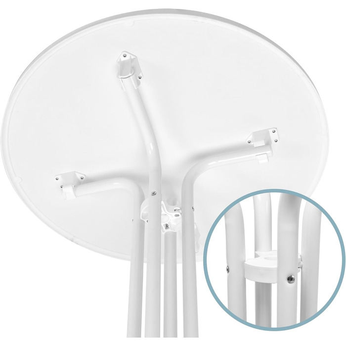 Стіл Beautissu розкладний, 70 см, білий Bellini – стійкий, погоджувальний, з анти-царапин покриттям. Підходить для вулиці, кафе, барів. Легка збірка, Ø 70 см. Ідеальний для вечірок та пікніків.