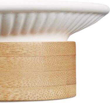 Набір для ванної кімнати Relaxdays: 4 предмети (кераміка, бамбук), дозатор мила, стакан для зубної щітки, натуральний колір, 10 x 14 x 20 см