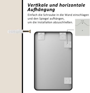 Дзеркало Boromal Schwarz кругле на стіну з реміннем, велике, 70x100 см. Підходить для ванної кімнати, вітальні, спальні, передпокою.