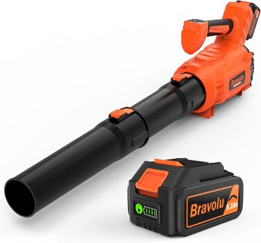 Акумуляторний повітродувач Bravolu 21V, потужність 210 км/год, акумулятор 4.0 Ah, зарядний пристрій, 6 режимів швидкості (5200mAh)