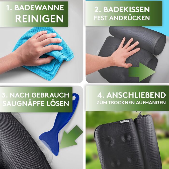 Підголовник для ванни SilverRack MEDIUM-WEICH [Темно-Сірий 4D] з присосками - ергономічна подушка для ванни